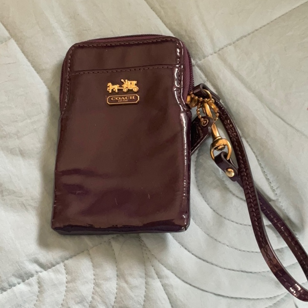 Coach Burgundy Leather wristlet